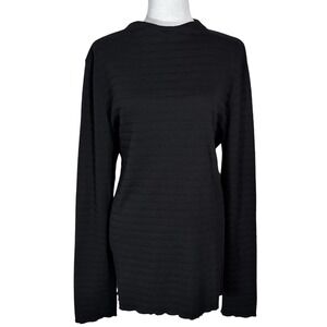 Long Tall Sally Black High Neck Knit Top 2XL Long Sleeve Shirt‎ Waffle Ribbed